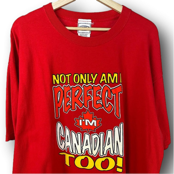 Vintage Perfect Canadian Funny Short-sleeve T-shirt Red Yellow Men’s XL - Picture 1 of 4